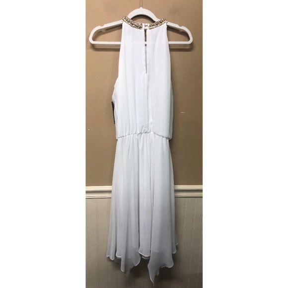 MSK Ivory Sleeveless Gold Tone Hardware Goddess Dress Size 8 NWT - Picture 2 of 6